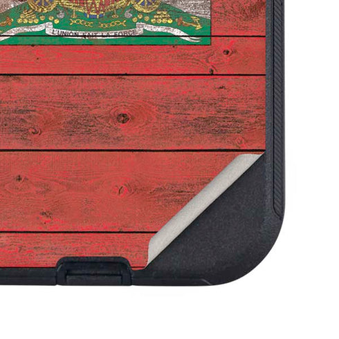 Haiti Flag Dark Wood Otterbox Defender iPhone Skin
